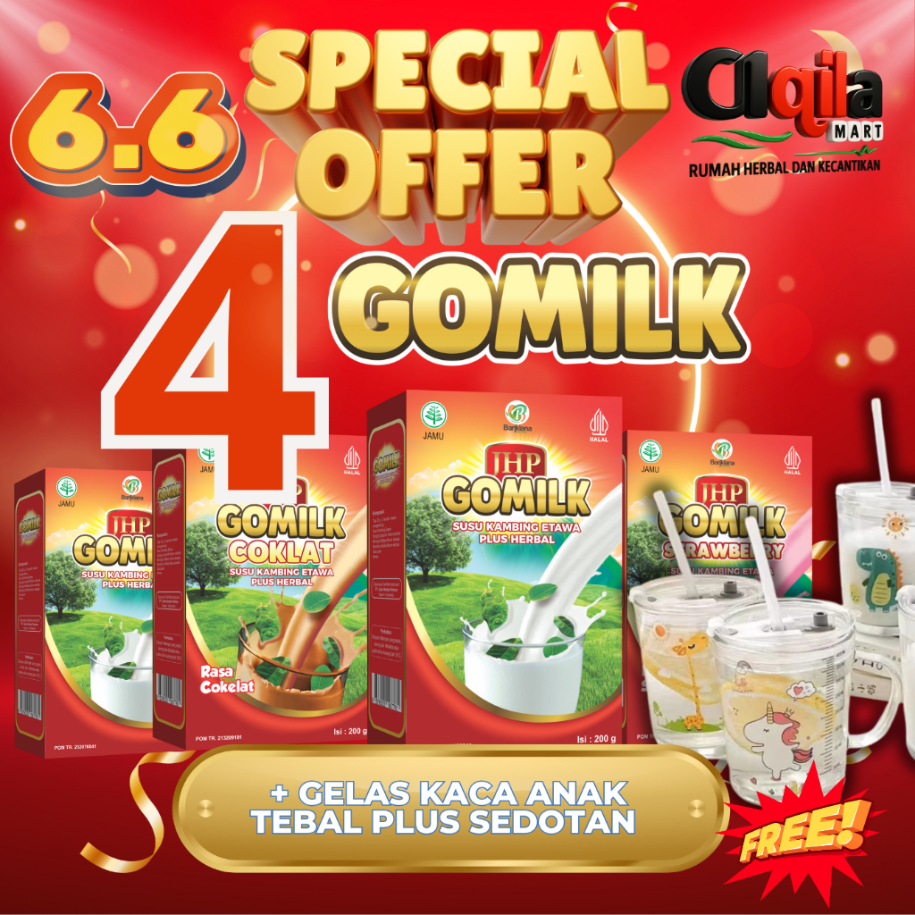 

GRATIS GELAS !! SUSU GOMILK 5 BOX SUSU KAMBING ETAWA HERBAL