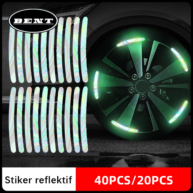 Set Stiker Reflektor Velg 20 Lembar Warna-Warni untuk Mobil Motor Sepeda