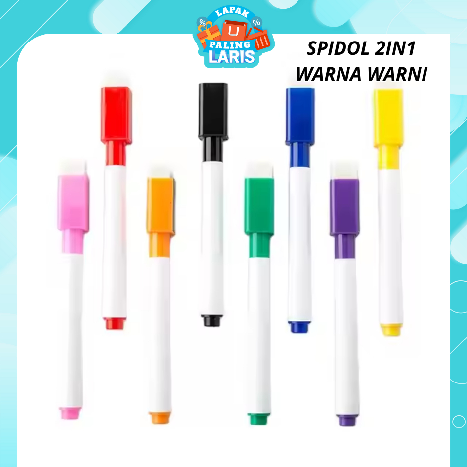 

LPL Spidol Papan Tulis Mini Magnet White Board Sepidol Kecil Mini Magnetik Warna Warni Penghapus Wipe And Clean Whiteboard Magnetic Marker Anak Anak Spidol 2 IN 1