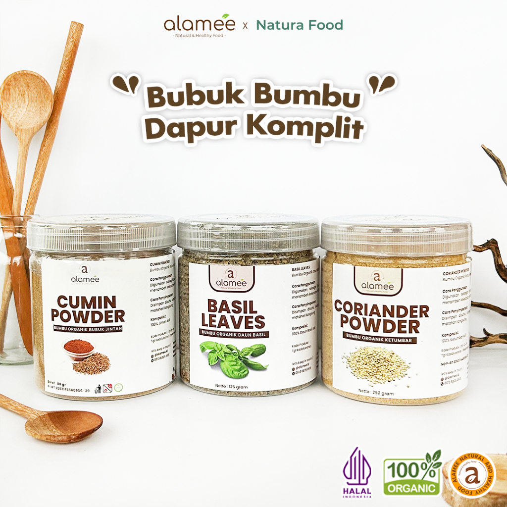 

ALAMEE Bumbu Dapur Bubuk Lengkap Toples Lada Hitam Powder Organik Praktis Siap Pakai Organik