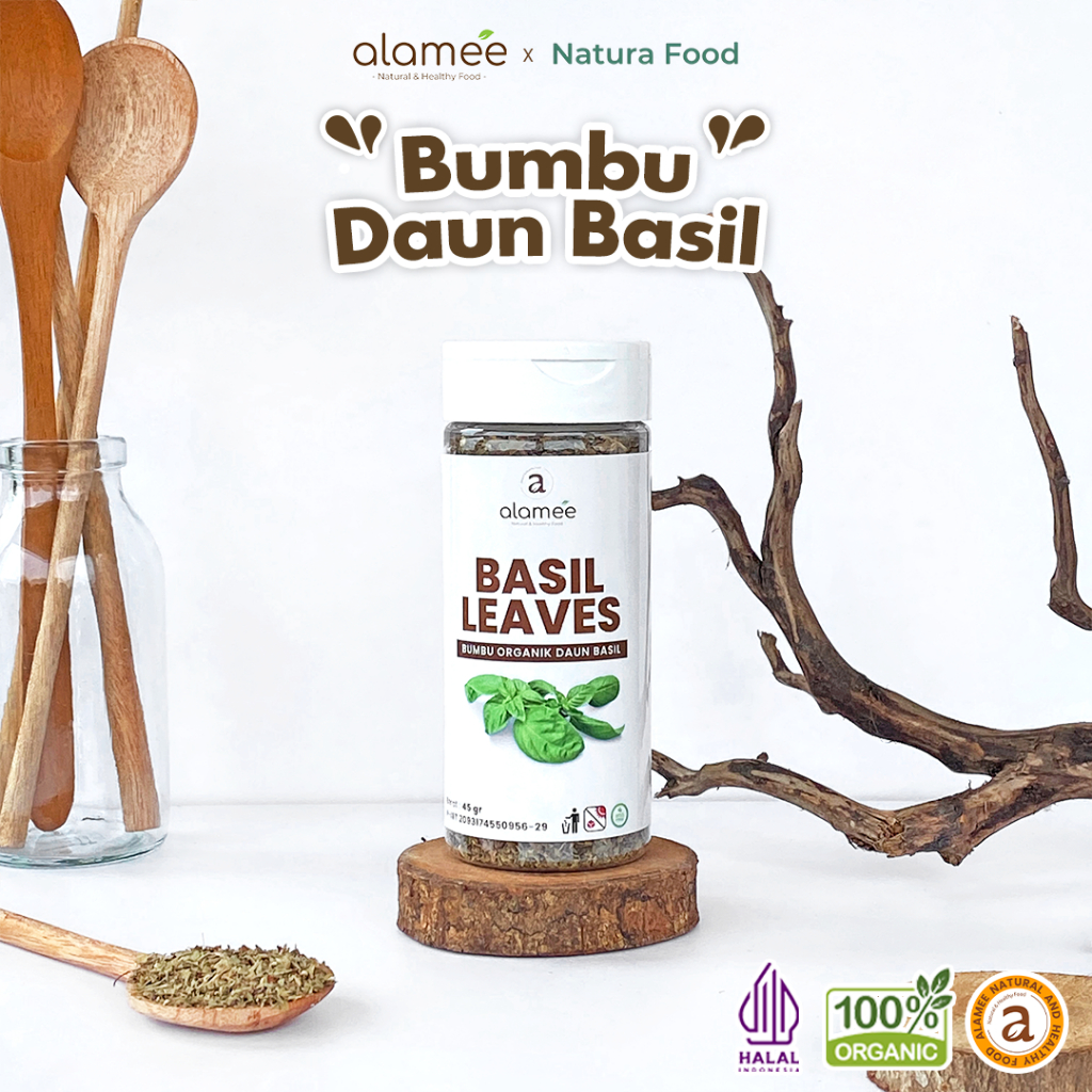 

ALAMEE Daun Basil Bumbu Dapur Dried Leaf Murni Asli Seasoning Organik Garnish Tabur