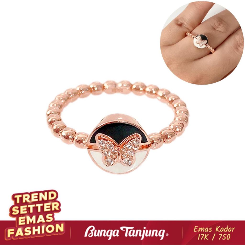 CINCIN KUPU KUPU SNOWBALL BULAT - EMAS 17K - BUNGA TANJUNG GOLD