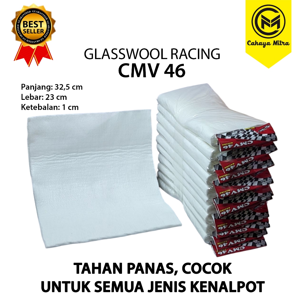 GLASSWOOL Knalpot (PUTIH) PREMIUM Glasswool Gasbull Racing Putih – Peredam Suara & Panas Motor 1 Pcs