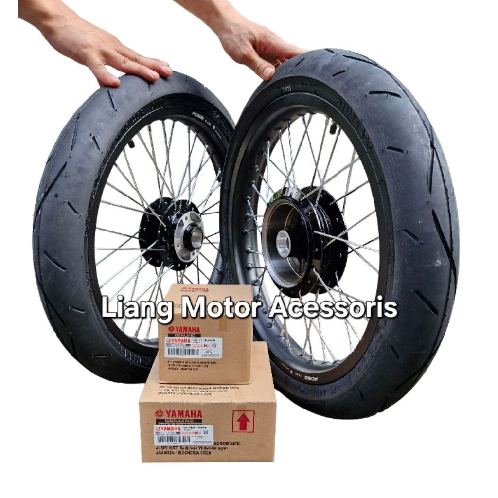 Sepaket Velg VRossi Ring 17 Tromol Set Original Jari2 Plus Ban Primaax SK-01 Donat - Yamaha RX King 