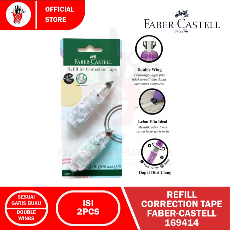 

Tip-Ex Kertas | Refill Correction Faber-Castell 169414 for QAR - QDR - QJR & Chameleon (1 Set)