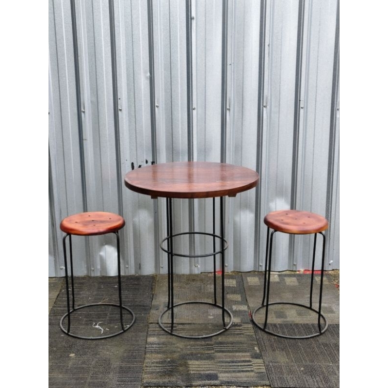 set meja cafe 1 meja diameter 60 2 kursi