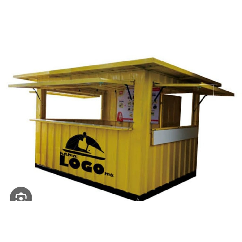 booth semi container bahan spandek