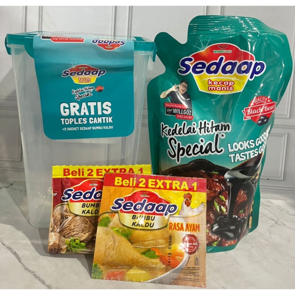

1 pouch kecap sedaap super jumbo 725ml + sedap kaldu 2 GRATIS BOX SERBAGUNA