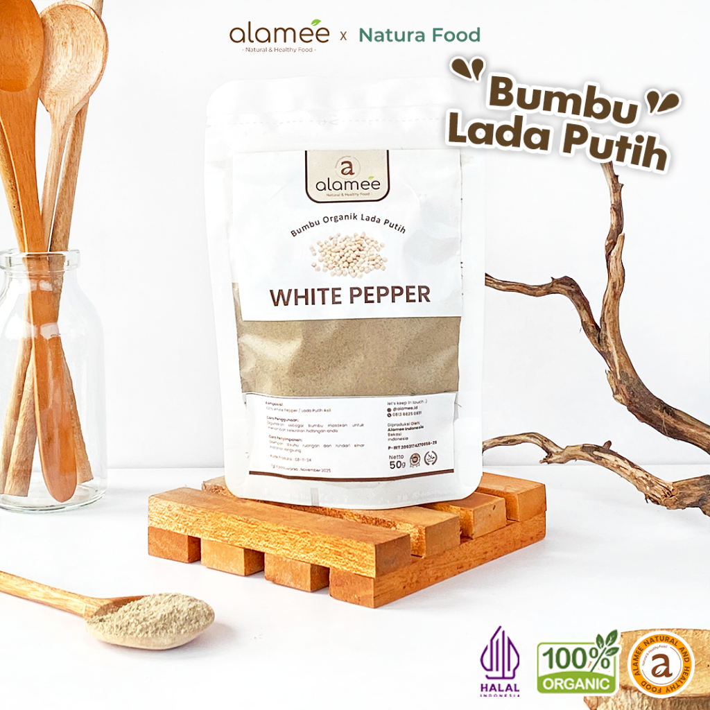 

ALAMEE White Pepper Powder Lada Putih Bubuk Merica Whitepepper Bumbu Dapur Instan 50 gram Organik