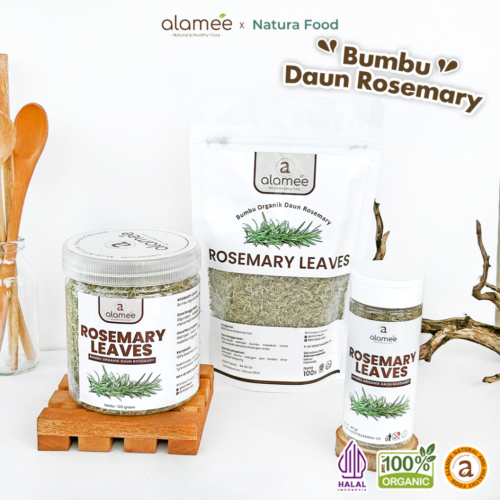 

ALAMEE Daun Rosemary Kering Dried Leaves Organik Garnish Murni Asli Bumbu