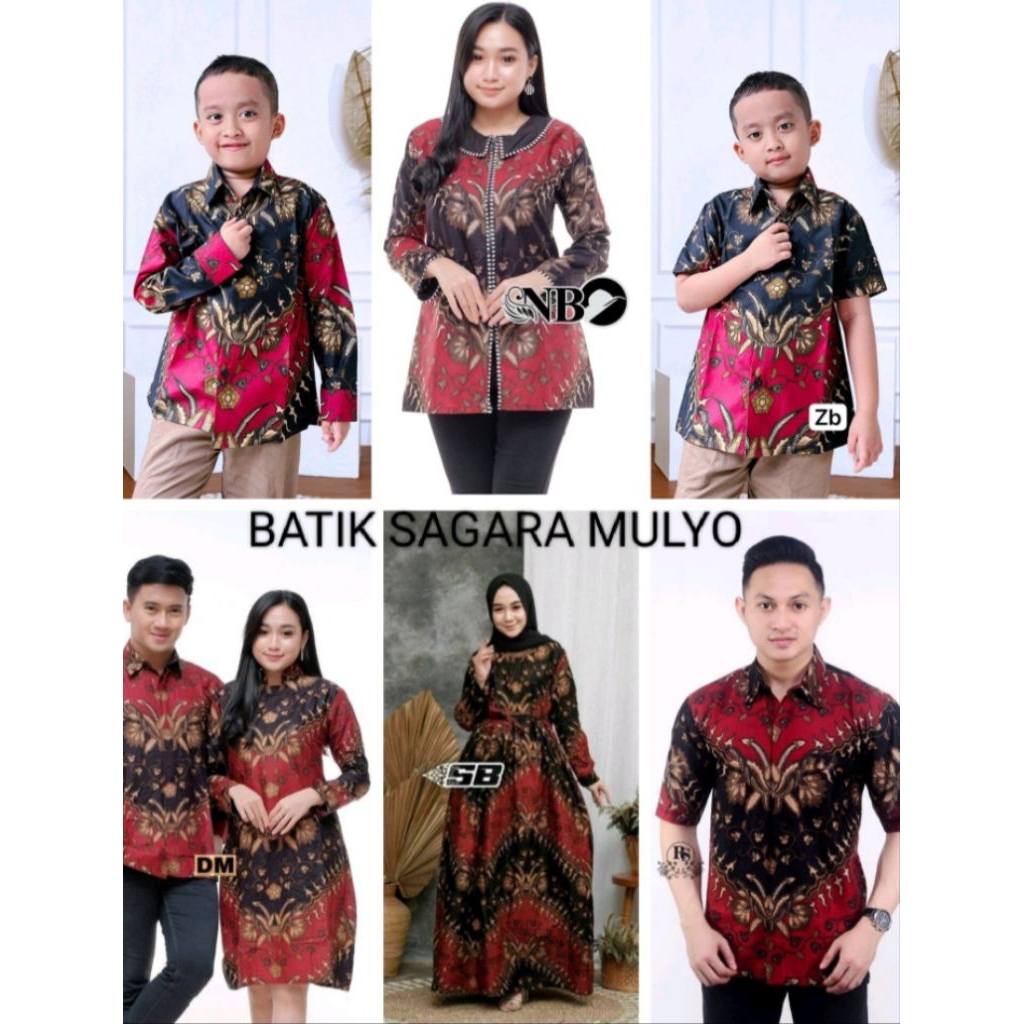 Batik Couple Keluarga Terbaru Motif KerisMerah Size M L XL XXL - Sarimbit Batik Keluarga - Atasan Ba