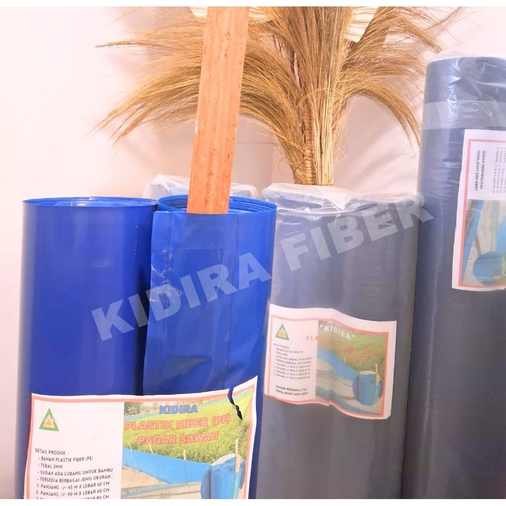 PLASTIK FIBER PE BIRU untuk Pagar pinian sawah - anti tikus : 45mx60cm tebal 200micron