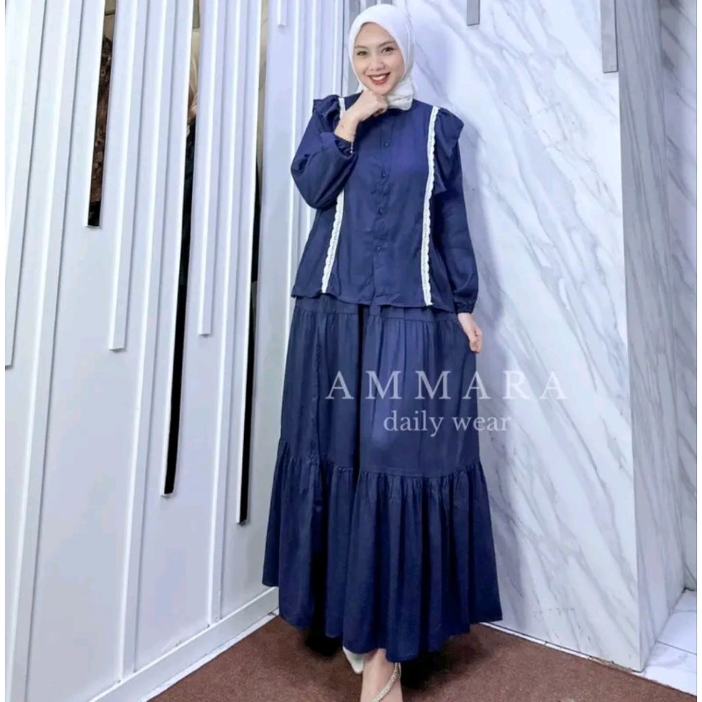 Kamila setrok-setelan polos/plain-setelan oneset katun rayon twill-oneset terbaru by ammara-kemeja k