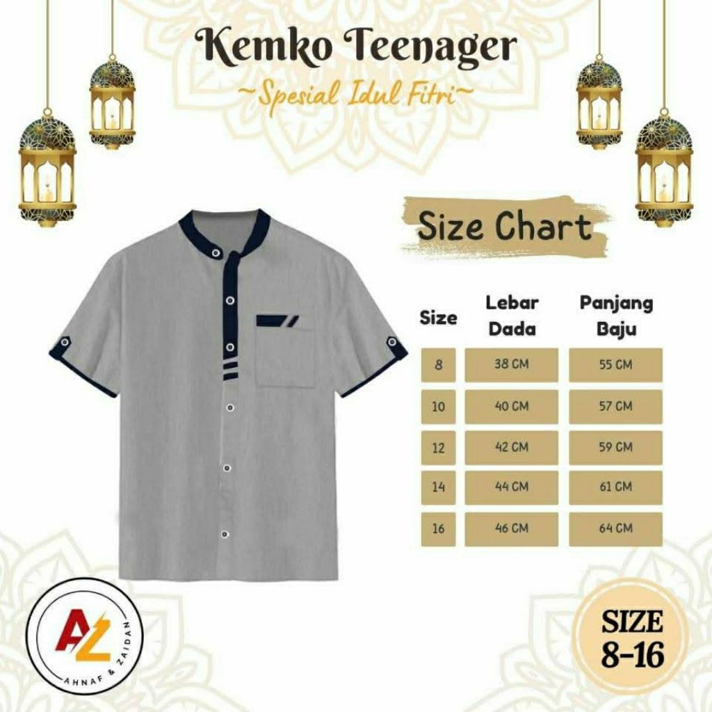kemko anak laki-laki,kemko lengan pendek,atasan Koko anak laki-laki,UK 8-16th