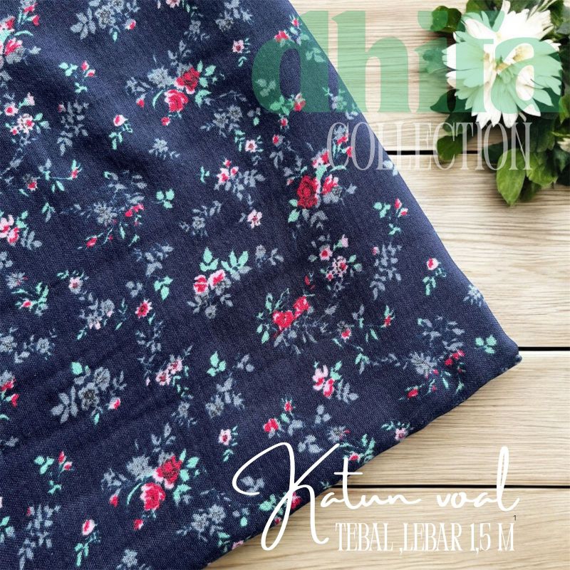 kain katun voal motif bunga / kain voal premium tebal