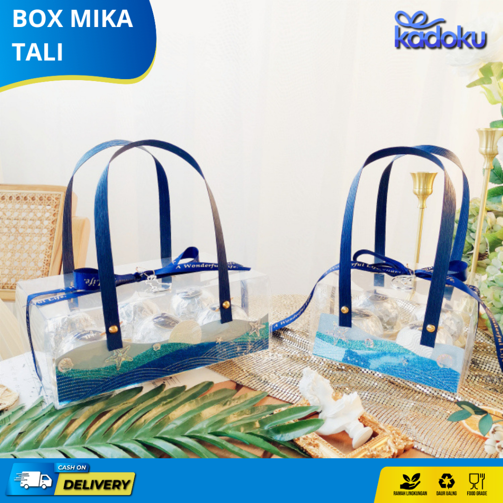 Box Mika Handle Tali Hampers/ Premium Box Mika Kotak Transparan/Kotak Hampers Imlek Lebaran Natal