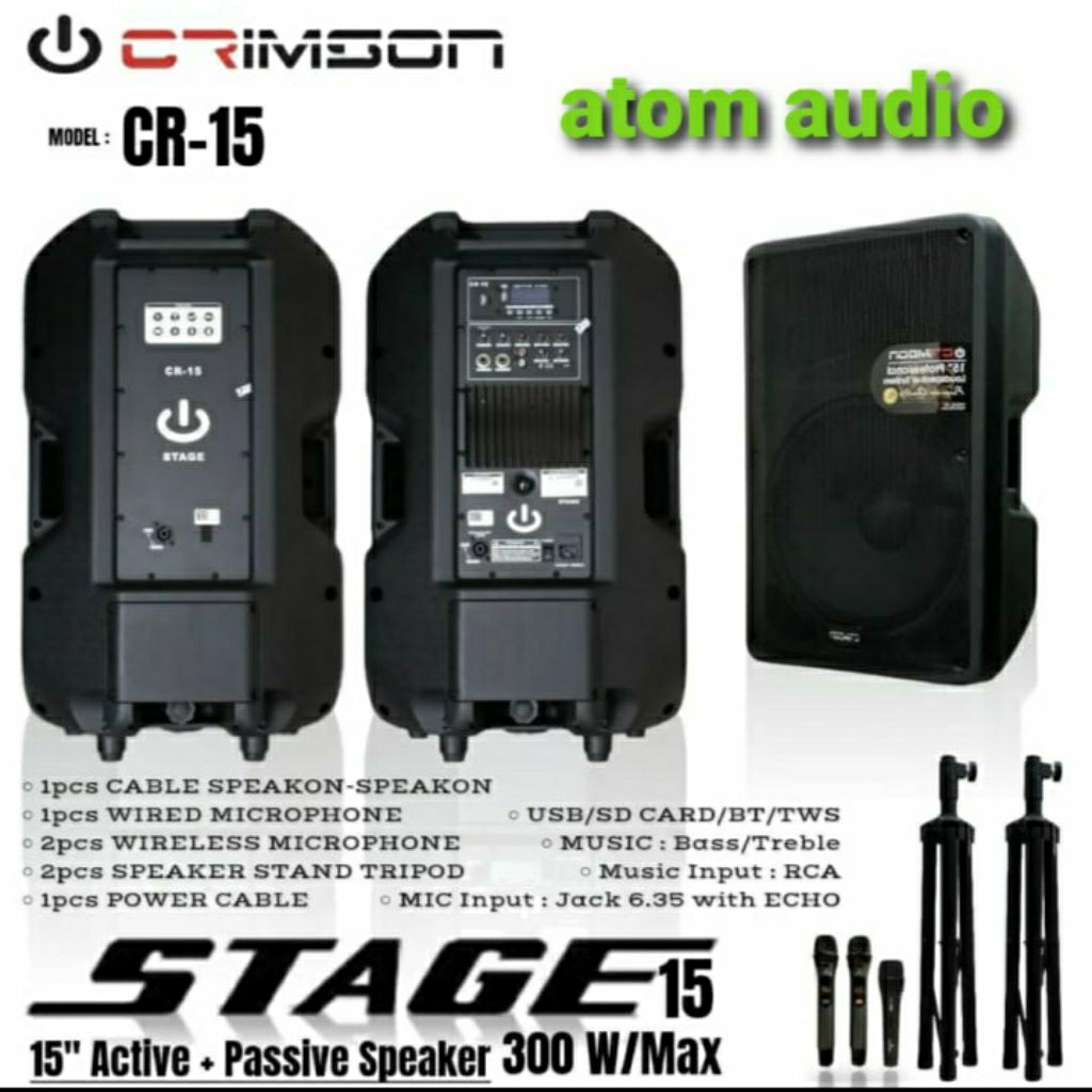 SPEAKER CRIMSON CR-15 STAGE AKTIF-PASIF ORIGINAL
