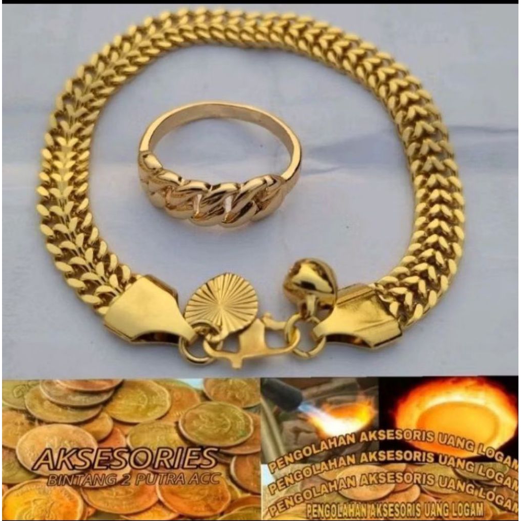 Set Gelang Rantai Tukar & Cincin Koin