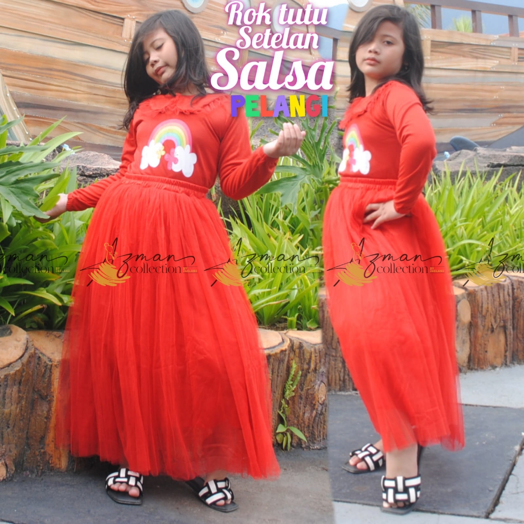 ROK TUTU SETELAN SALSA PELANGI--ROK TUTU SETELAN ANAK PEREMPUAN--ROK TUTU PREMIUM--ROK TUTU PANJANG-
