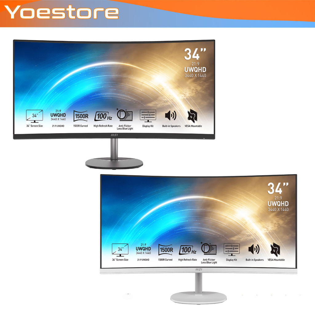 Monitor LED MSI PRO MP341CQ/MP34CQW 34" VA Curved 1500R 2K QHD 100Hz Speaker Ultrawide Monitor