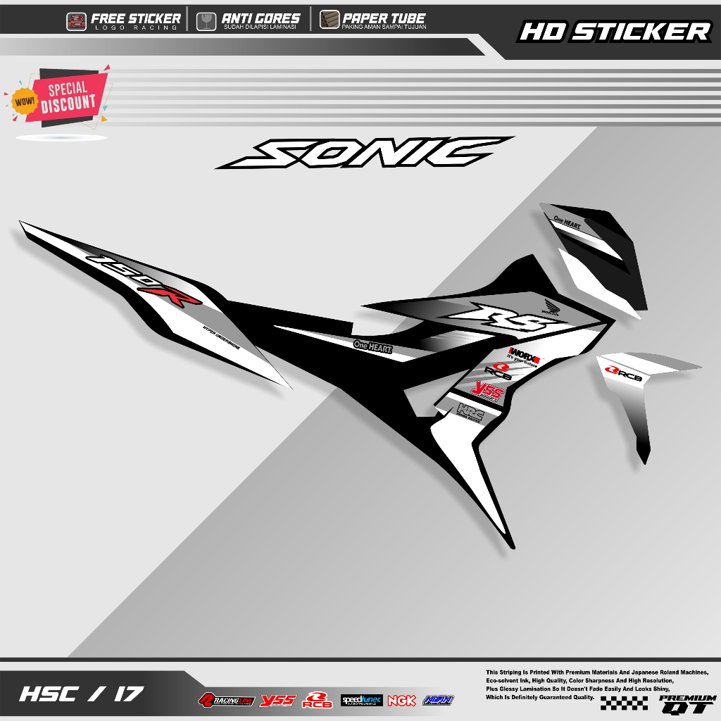 Striping Variasi Honda Sonic 150R / Sticker Honda Sonic variasi motif simple keren kode 17