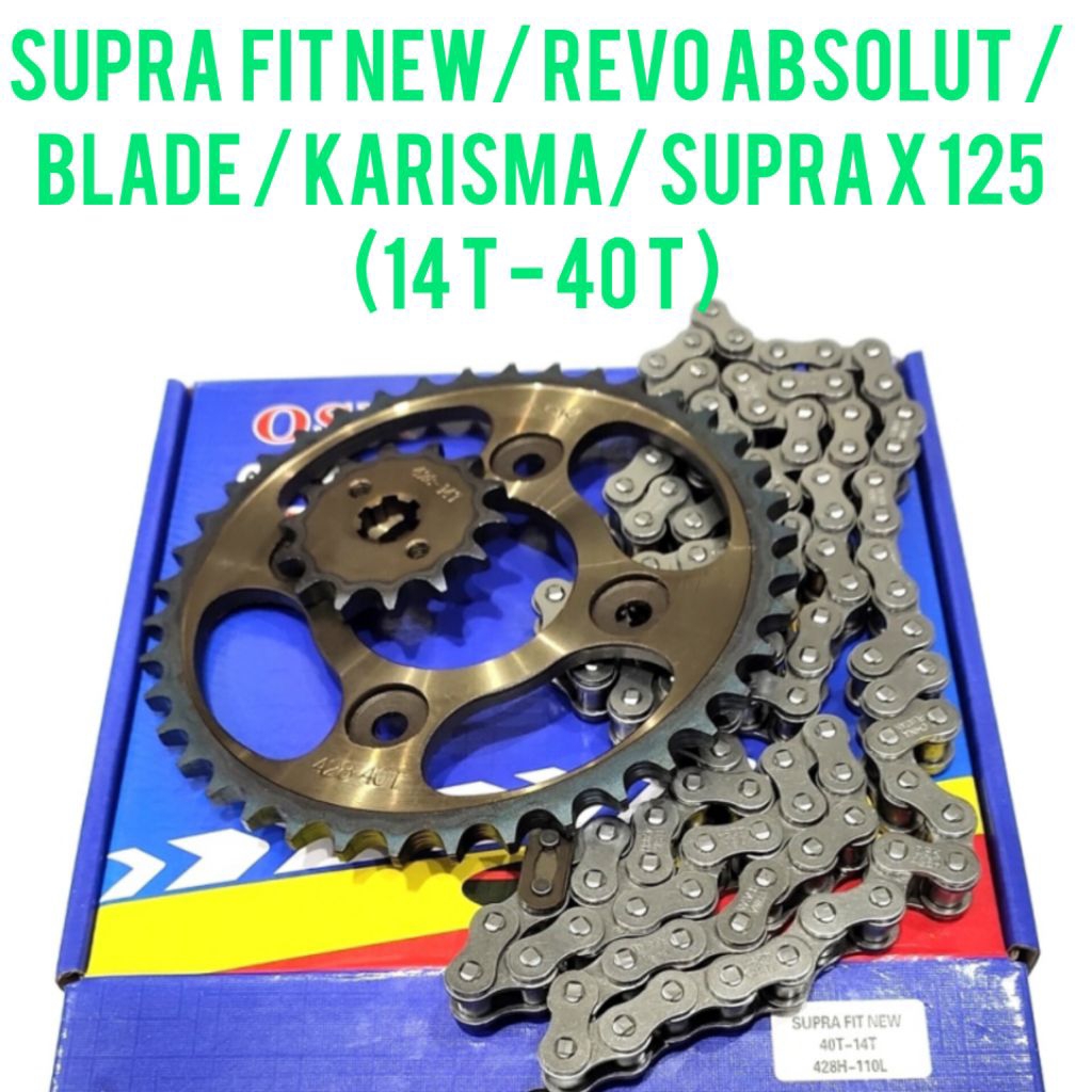 Gear Set Gir Paket Chain Kit Gigi Tarik Supra X125 Revo Absolute Blade Karisma Supra Fit New Ukuran 
