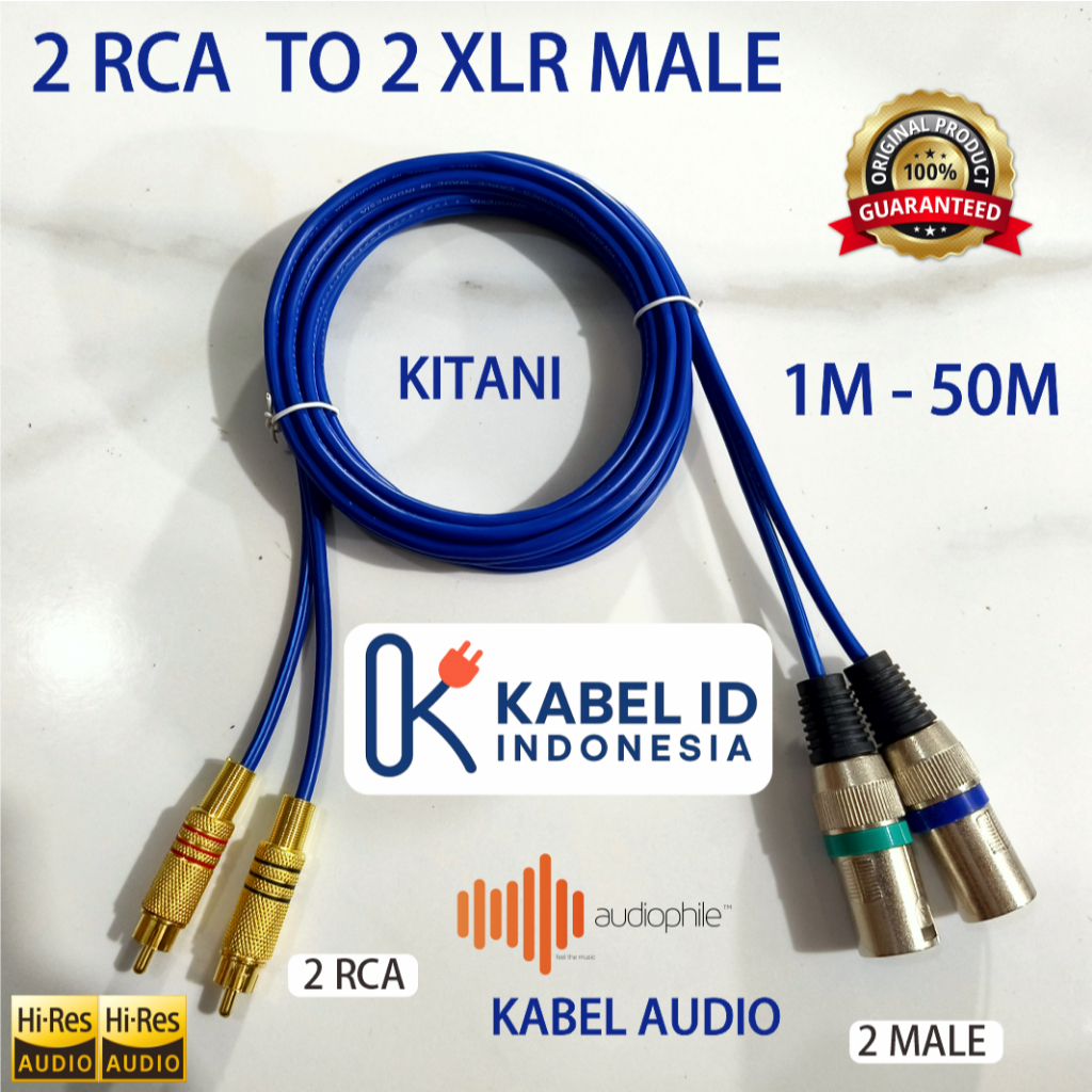 Kabel rca to xlr male / xlr male to rca satu pasang