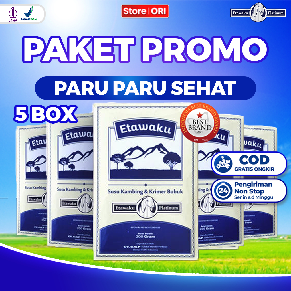 

PROMO PAKET 5 BOX Etawaku Platinum - Susu Kambing Etawa Sembuhkan Sesak Nafas Asma Bronkhitis Masalah Pernapasan dan Paru - Paru