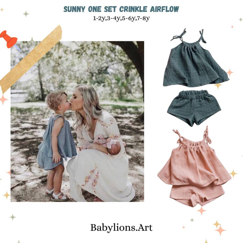 ONE SET ANAK PEREMPUAN CRINKLE - SETELAN ANAK PEREMPUAN BAHAN CRINKLE USIA 1-8 TAHUN