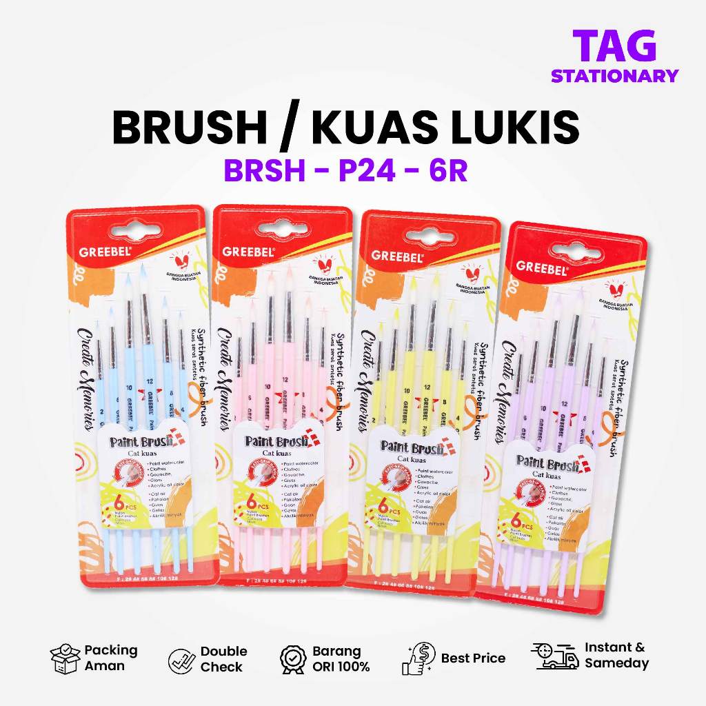 

Kuas Lukis Greebel Brush Paint Set / BRSH-P24-6R / Brush Paint Set Greebel