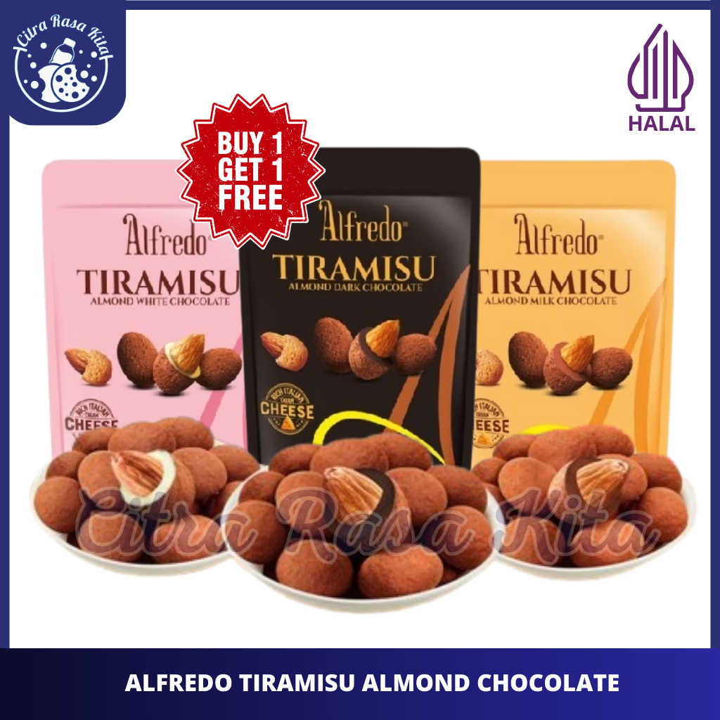 

QH Halal Alfredo Tiramisu Coklat Almond Dark, White & Milk Chocolate With Rich Italian Cream Cheese