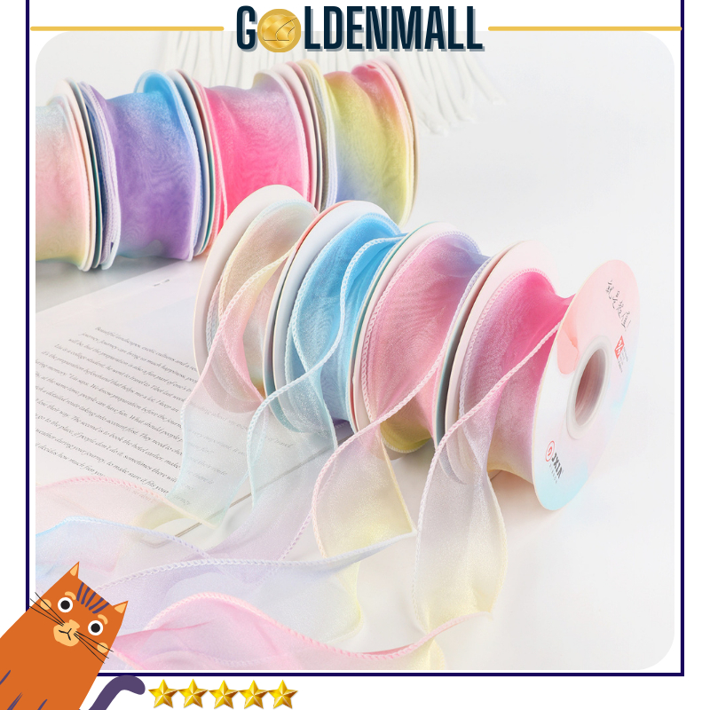 

(1ROLL) PITA Ribbon Rainbow 2.5cm / Korea / Fishtail Wave Gelombang / Pita Organza PT16