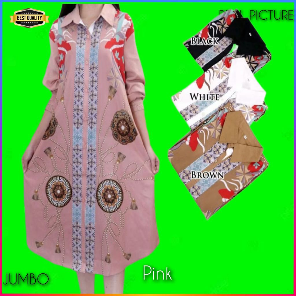 Baju Gaun Jumbo Wanita Andina Dress Jumbo LD 120 Natal Korea Pesta Putih