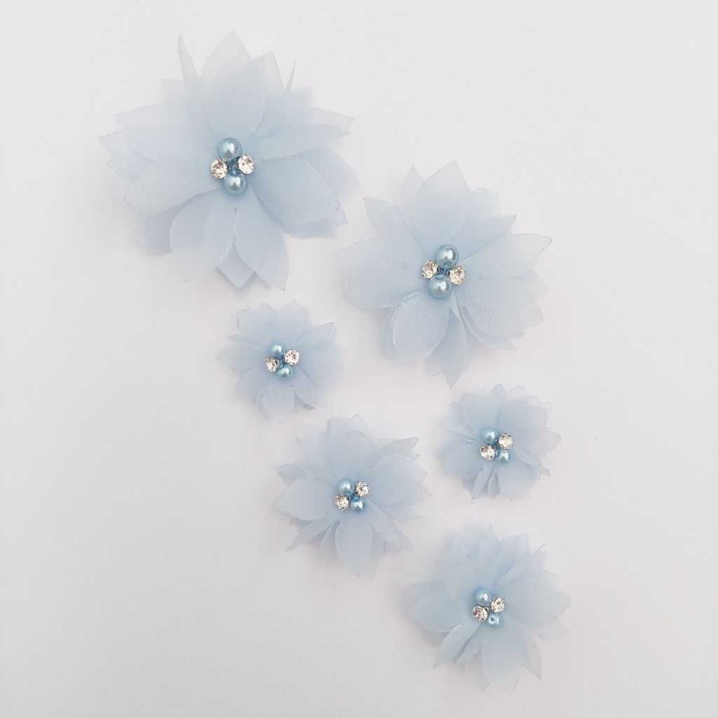 Daisy Organza Flower / Aplikasi Bunga Organza 3D / Bunga Kebaya Brukat Selendang / Bunga kain / Bung