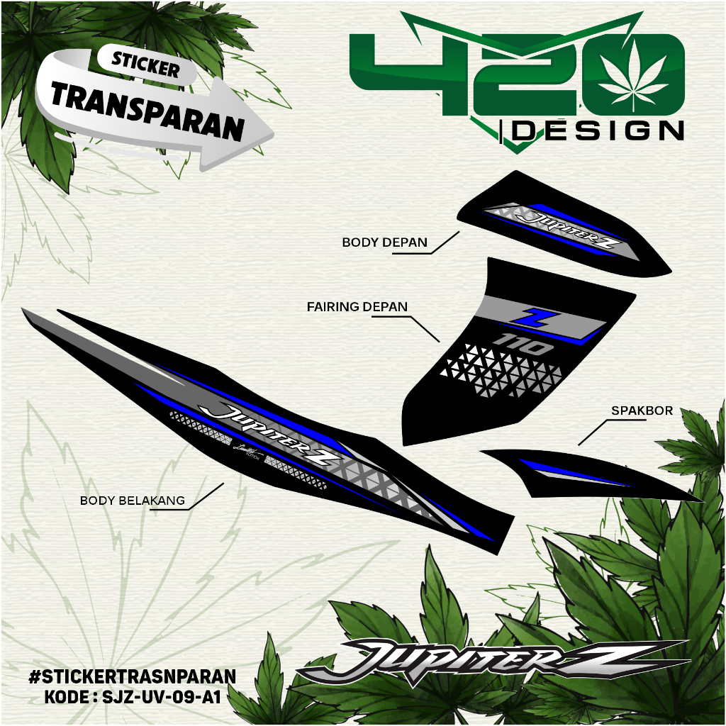 STICKER STRIPING UV JUPITER Z 110 MOTIF UNIK VARIASI STRIPING TAHAN LAMA - SUDAH CUTTING TINGGAL PAS
