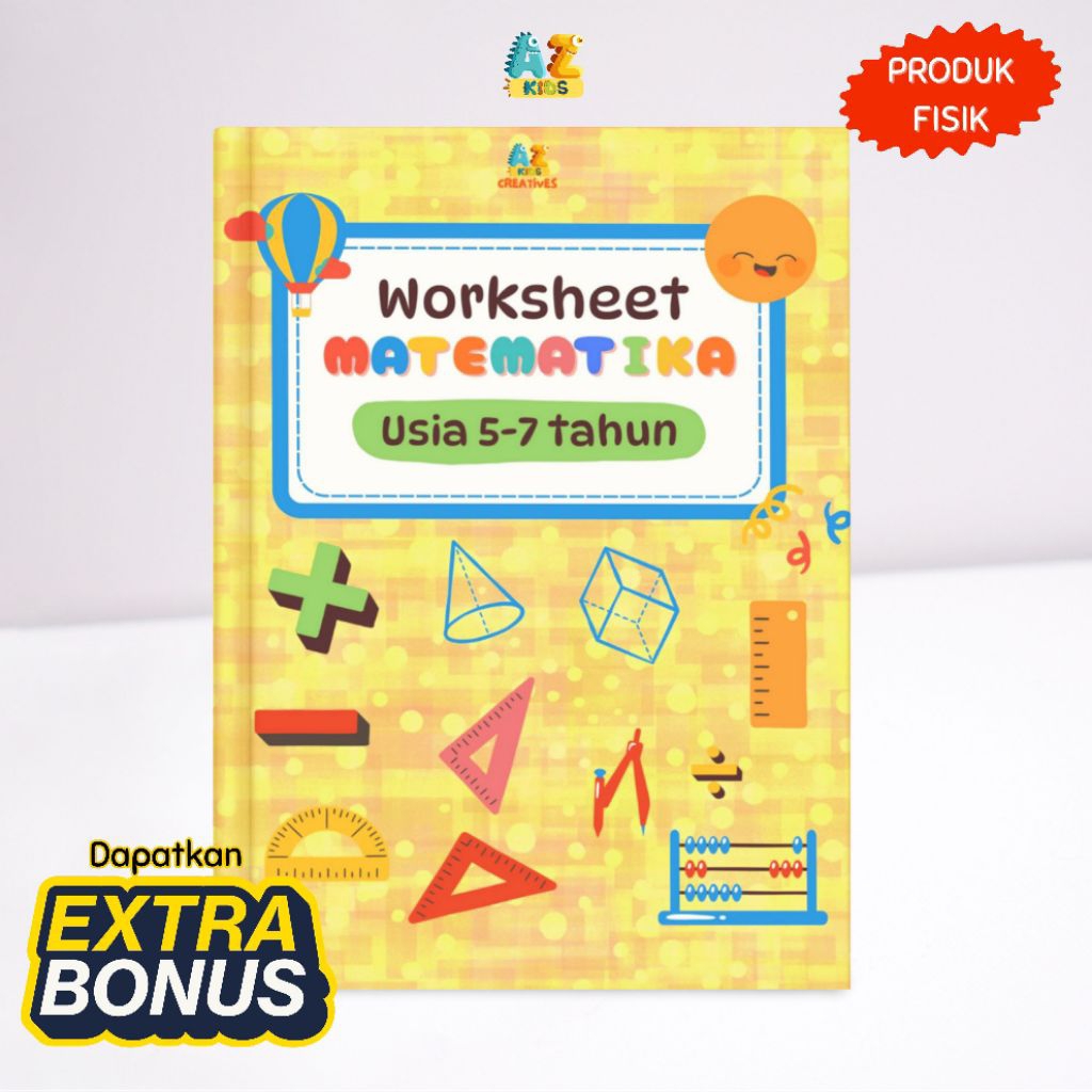 AZ KIDS Worksheet Berhitung Anak 5-7 Tahun PAUD TK | Buku Aktivitas Berhitung | Wipe & Clean BONUS M