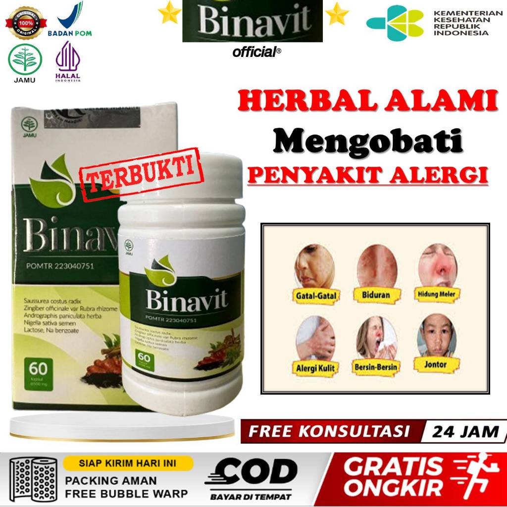 Obat Alergi Kulit Ampuh, Alergi Dingin Gatal Biduran Ruam Kulit Bintik, Herbal Alergi - BINAVIT