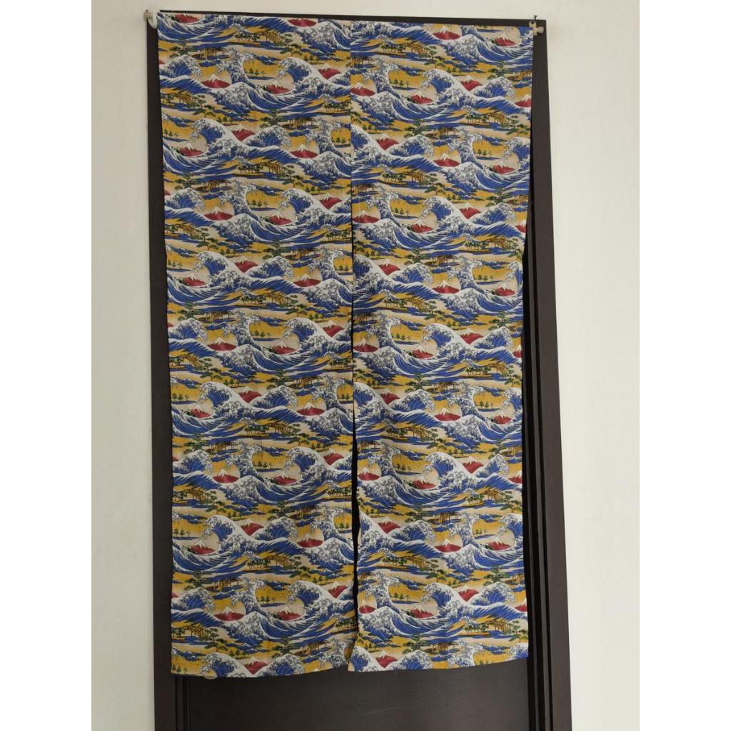 Noren / Tirai Pintu Jepang - Motif Lukisan Gunung & Ombak