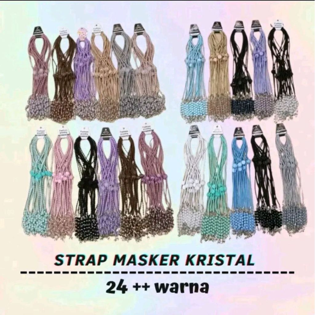 Strap masker hijab, /Strap masker bahan krystal, /Tali masker hijab awet, strap mask terbaru viral