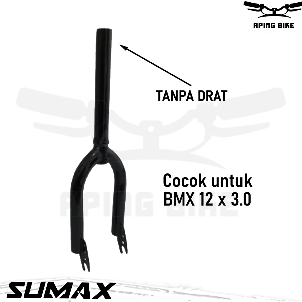Fork BMX 12 SUMAX Oversize (TANPA DRAT) Hitam Garpu Sepeda BMX 12