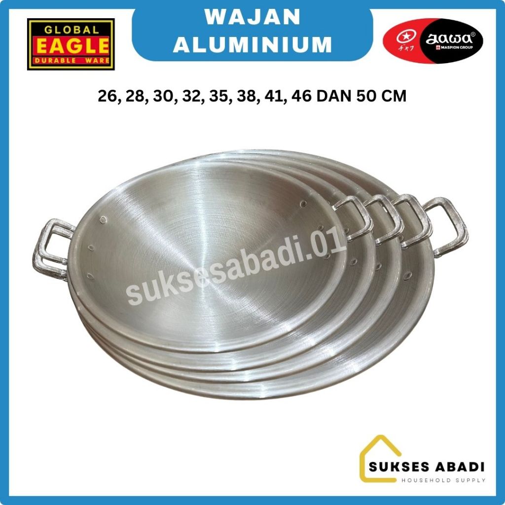 WAJAN PENGGORENGAN 26 28 30 32 35 38 41 46 50CM GLOBAL EAGLE ALUMINIUM / WAJAN JAWA / WAJAN KUALI /