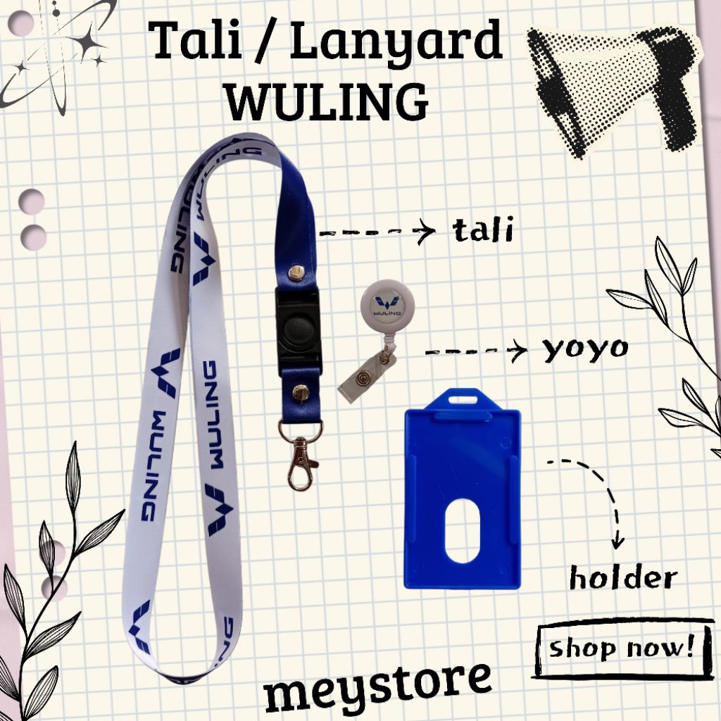 Tali Gantungan ID CARD / Lanyard WULING Biru Putih [STOCK MELIMPAH] Termurahhh Se Indonesia! ready
