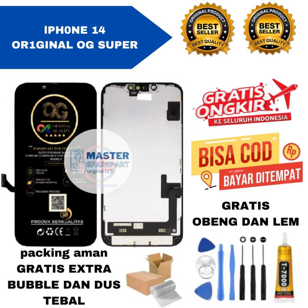 LCD KOMPATIBEL UNTUK OG SUPER IPHONE 14 FULLSET LEM + OBENGWAJIB BACA  PAHAMI KUALITAS PRODUK BARANG