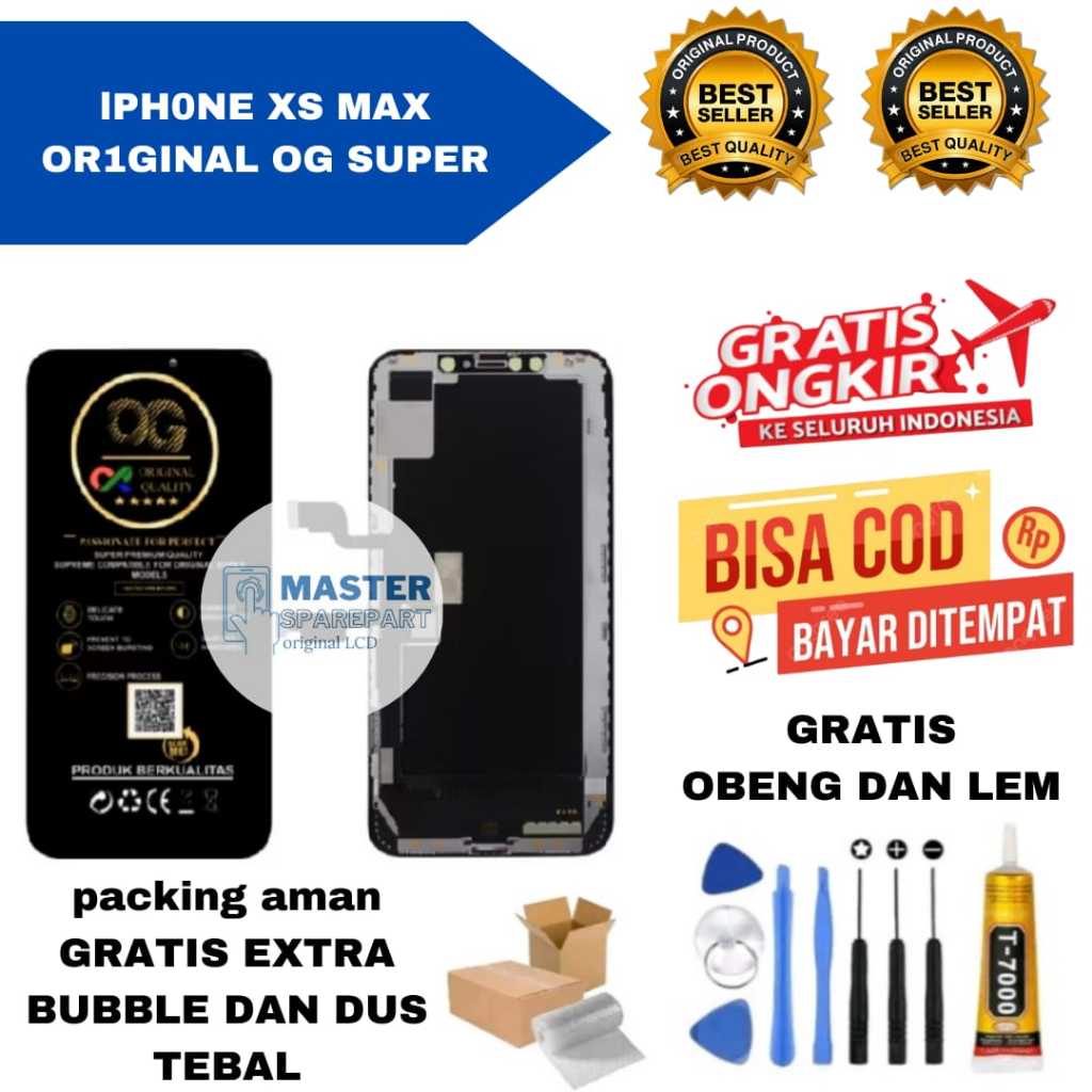 LCD KOMPATIBEL UNTUK OG SUPER IPHONE XS MAX FULLSET LEM + OBENG