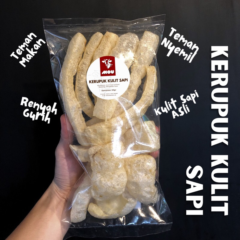 

Kerupuk Rambak Kulit Sapi Asli 50gr Cemilan Asin Gurih Renyah Tanpa Pengawet