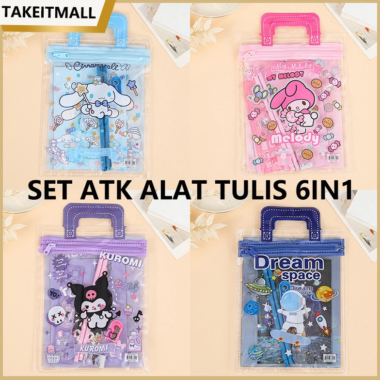 

Disc Set ATK Alat Tulis 6in1 SET STATIONARY SEKOLAH KARAKTER KARTUN KUROMI MURAH LUCU POUCH HADIAH ANAK SANRIO