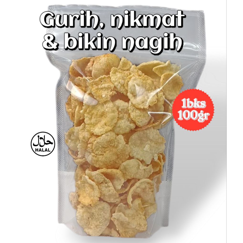

Emping melinjo matang asli pandeglang cikadueun kemasan 100gr super renyah