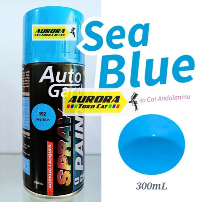 Pilok AutoGard Sea Blue 392 Biru Laut Solid Mengkilap 300ml | Cat Semprot Auto Gard Sepeda Motor Mob