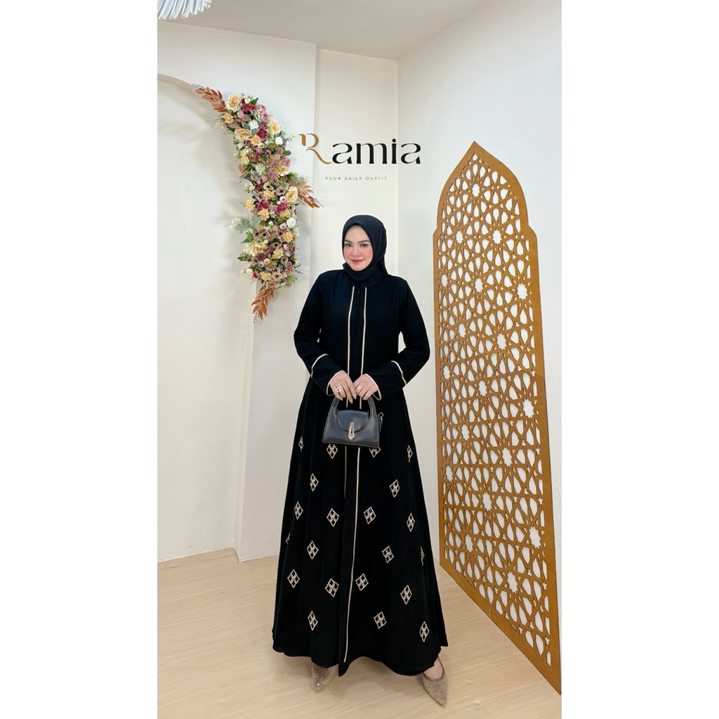 Abaya Hitam Elegan Jetblack - Zahra Abaya - Gamis Arab Premium Wanita Dewasa