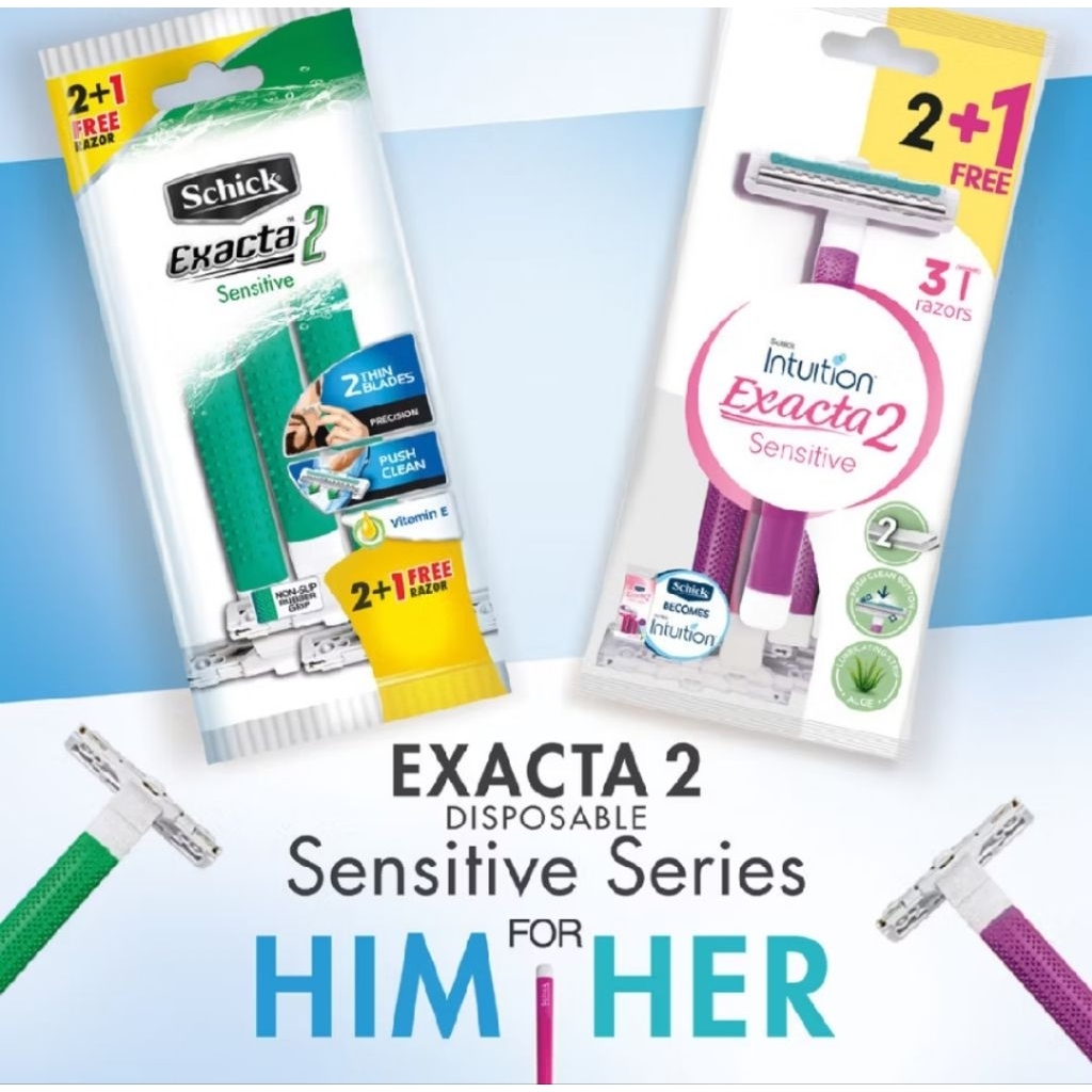 Schick Exacta Sensitive | Schick Exacta 2 sen 2+1 Hijau | Schick Exacta 2 Women 2+1 Pink